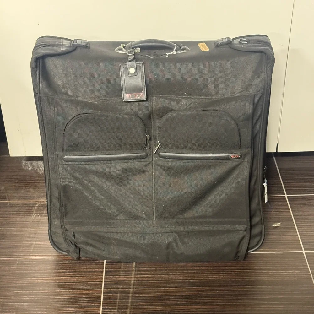 Tumi Black Rolling Garment Bag with Front Organizer Pockets